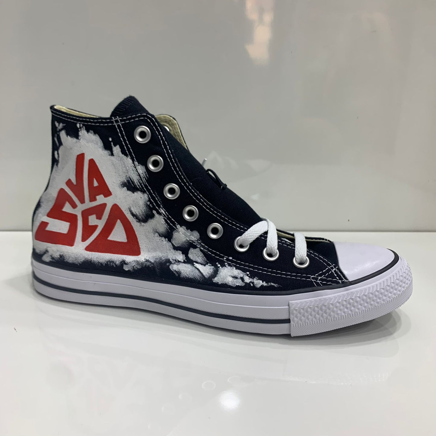 Converse All Star Nere Alte personalizzate Disegnate Vasco Rossi 2