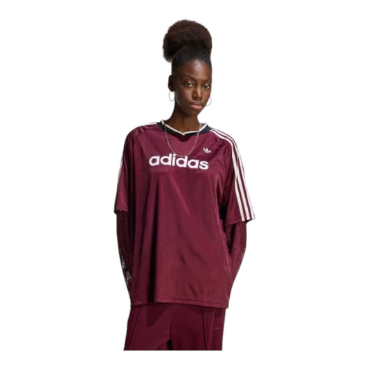 Adidas LACE LONG-SLEEVE JERSEY maroon - T-Shirt e Polo - adidas