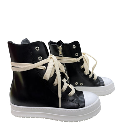 Scarpe F09 mod Rick Nero suola bianca con zip interna