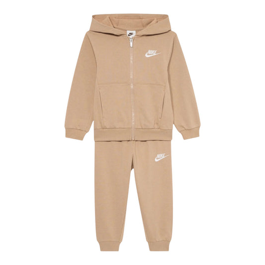 Tuta NiKe CLUB SET beige cotone garzato full zip da 3 a 7anni - Tute - Nike
