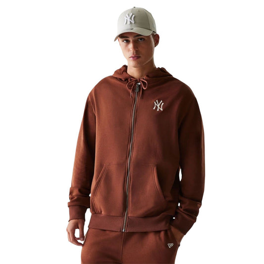 Felpa New era marrone cappuccio con zip  cotone garzato - Felpe - New Era