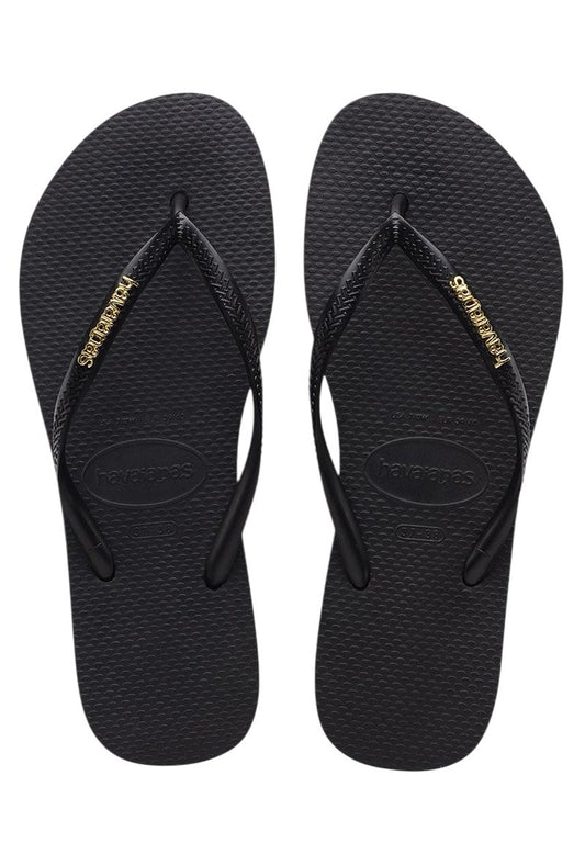 Havaianas slim Logo metallic black/Gold - Infradito - Havaianas
