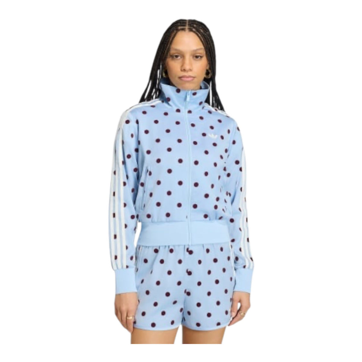 Adidas Felpa Con Zip SATIN POLKA DOTS Celeste - felpa - adidas