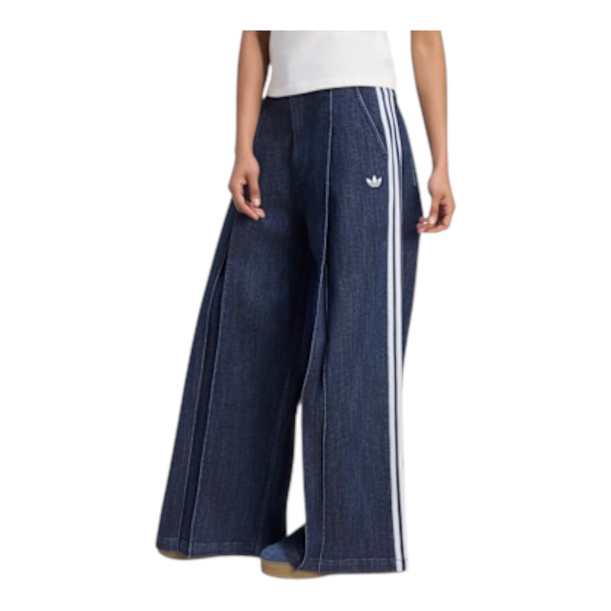 Adidas Denim Pleats Wide Leg Pants Blu - jeans - adidas