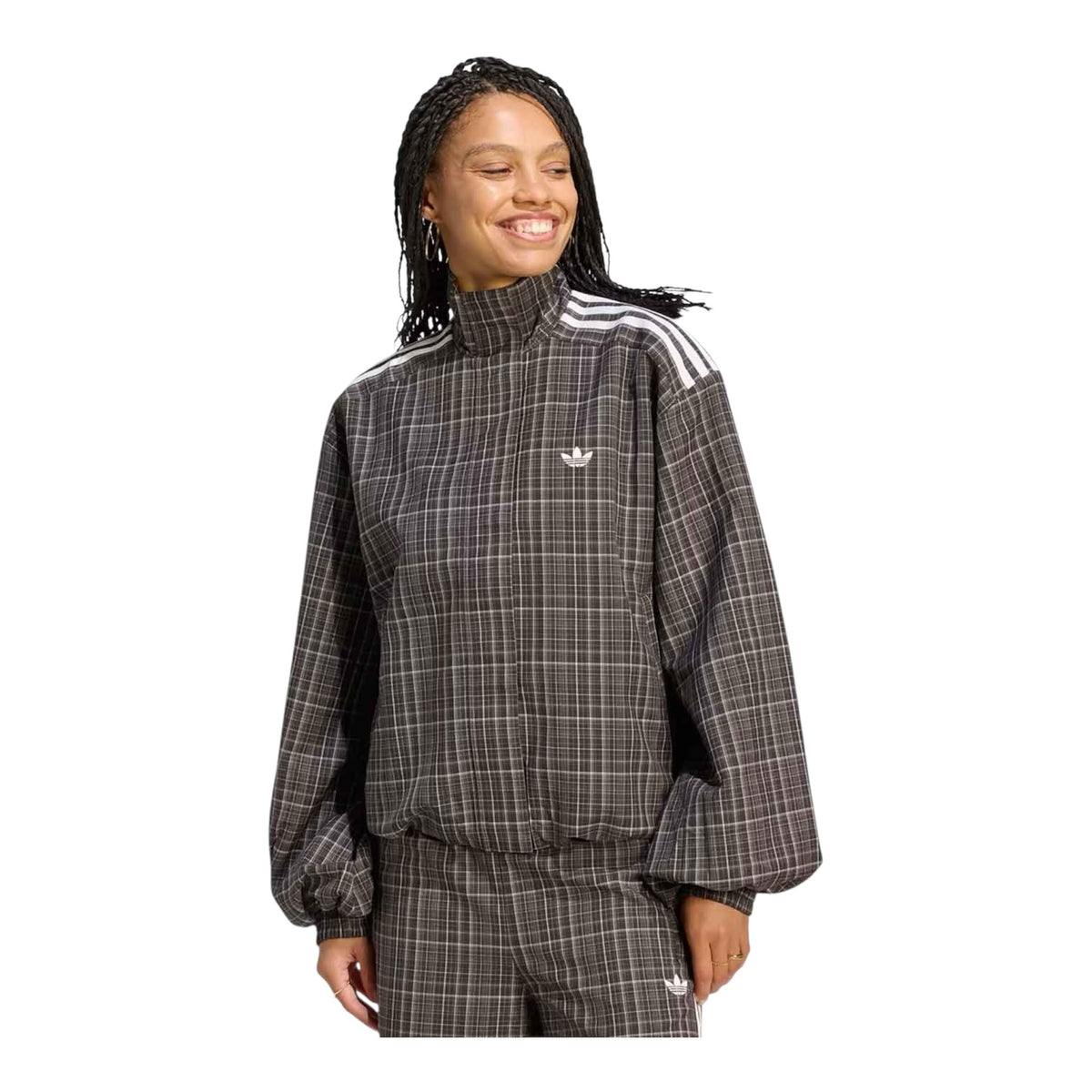 Adidasn BLOUSY CHECK TRACK TOP Marrone - giacca - adidas
