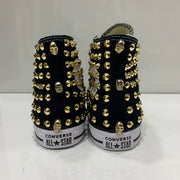 Converse Nere Alte all star con Borchie Oro Teschio