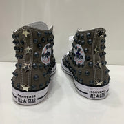 Converse Grigio Scuro Charcol Alte all star con Borchie Grigie in Ceramica Stelle