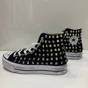 Converse Platform  Alte all star  personalizzate con Borchie Argento Teschi effetto sporco