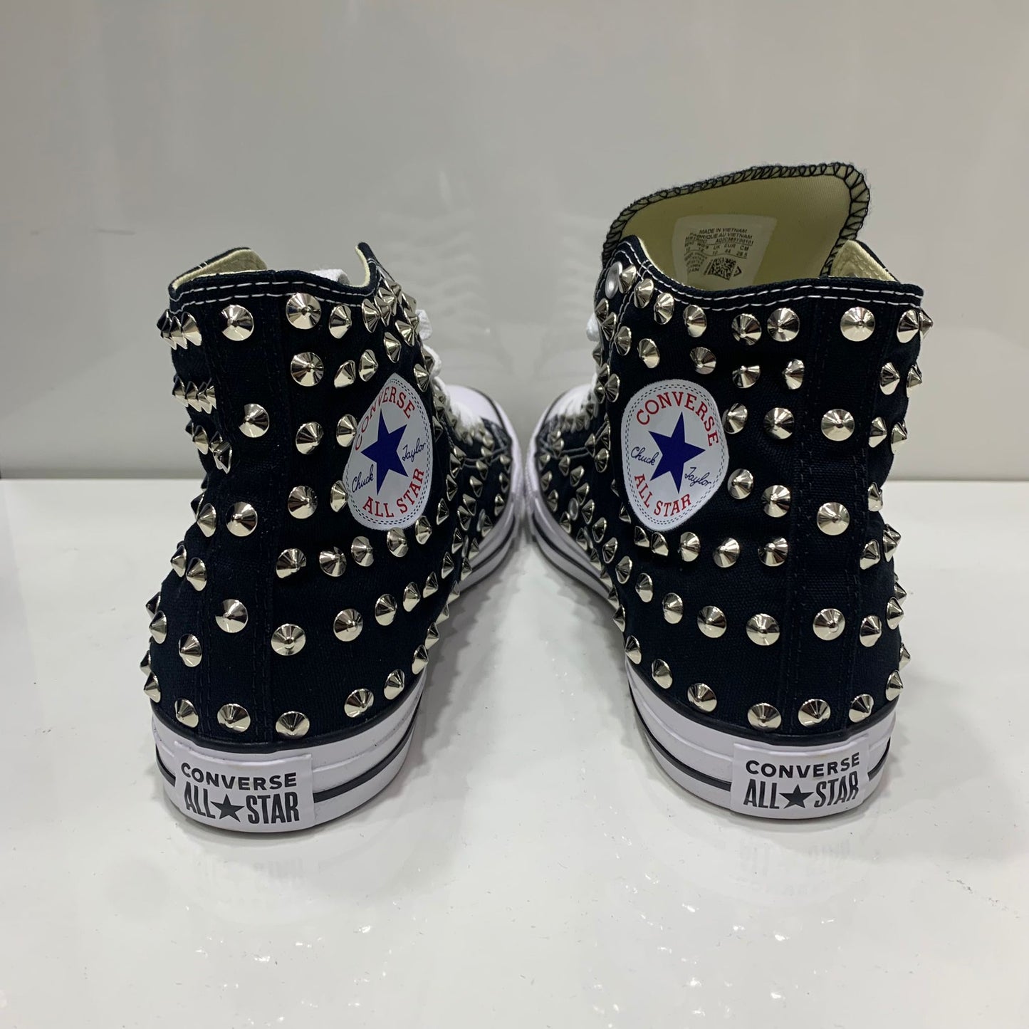 Converse Nere Alte All star con Borchie Argento Full no Logo