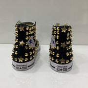 Converse All star Nere Alte personalizzate con Borchie Oro Stelle no Logo