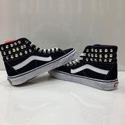 Vans Sk8 personalizzate con borchie argento effetto sporco Occhielli