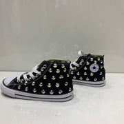 Converse All Star Nere alte  in tela personalizzate con borchie argento Stelle