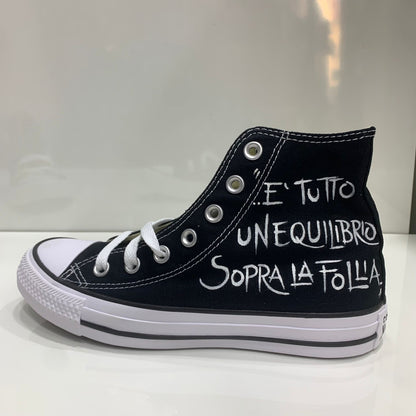 Converse All Star Nere Alte personalizzate Disegnate Vasco Rossi